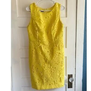 RSVP by‎ Talbot Size 8 Petite Yellow Lace Sleeveless Sheath Dress